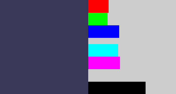 Hex color #3a3858 - dark grey blue
