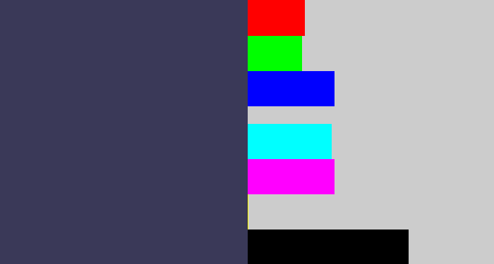 Hex color #3a3958 - dark grey blue