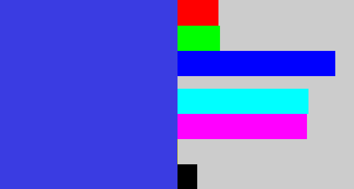 Hex color #3a3ce2 - light royal blue