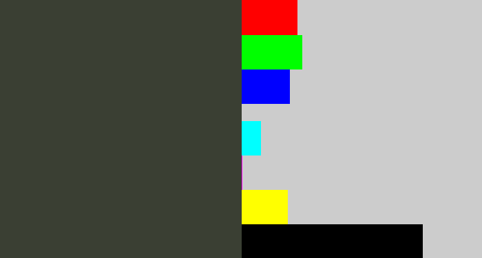 Hex color #3a3f33 - dark grey