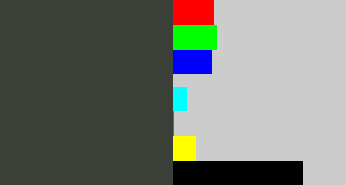Hex color #3a3f37 - dark grey