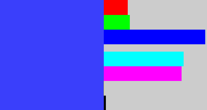 Hex color #3a3ffb - light royal blue