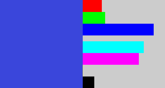 Hex color #3a46db - warm blue