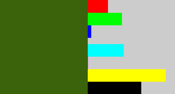 Hex color #3a630b - navy green