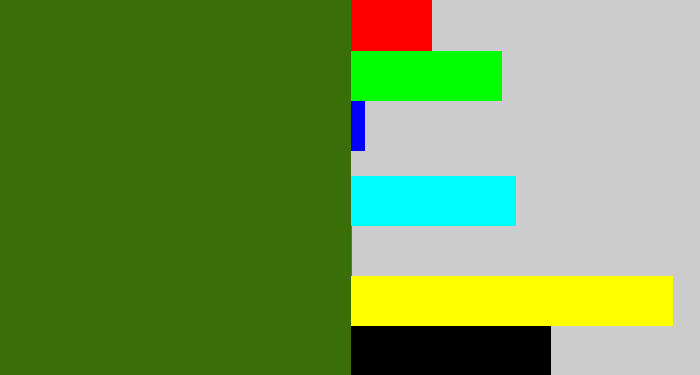 Hex color #3a6e09 - dark grass green