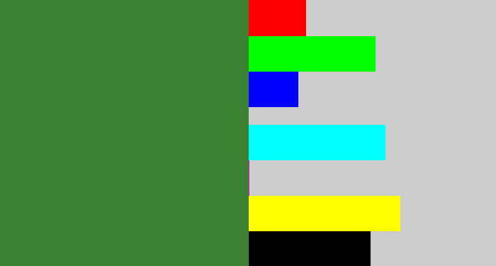 Hex color #3a8132 - darkish green