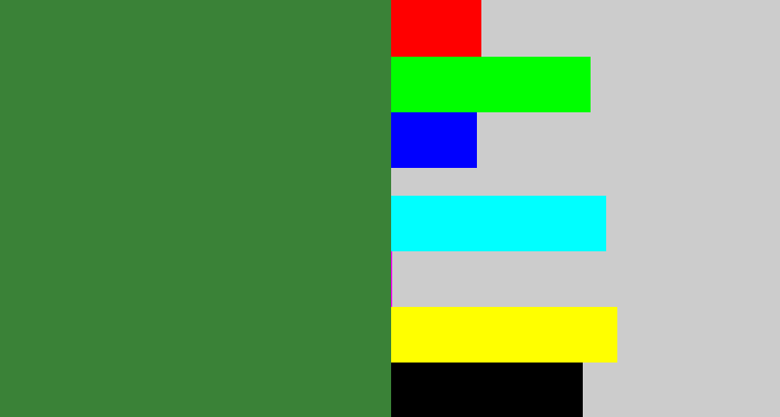 Hex color #3a8237 - darkish green