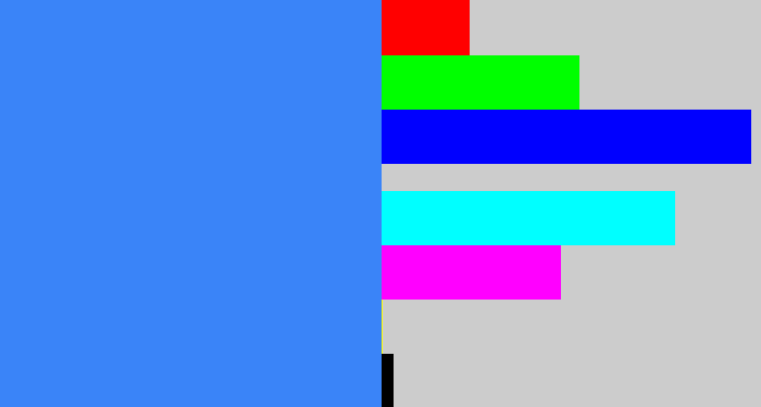 Hex color #3a84f8 - dodger blue