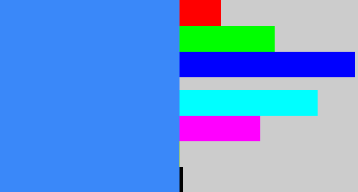 Hex color #3a88f9 - dodger blue