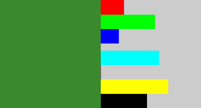 Hex color #3a892d - darkish green