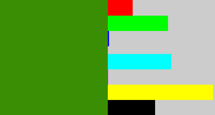 Hex color #3a8e03 - dark grass green