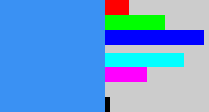 Hex color #3a91f3 - dodger blue