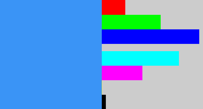 Hex color #3a94f6 - dodger blue