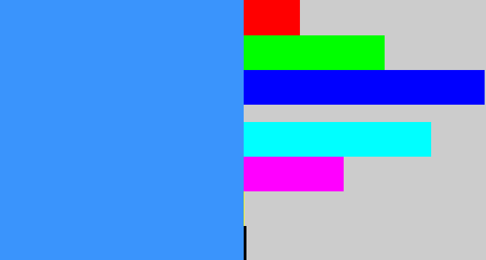 Hex color #3a94fc - dodger blue