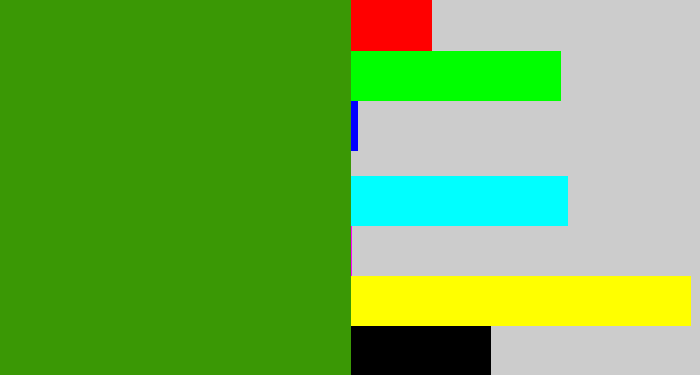 Hex color #3a9805 - grassy green