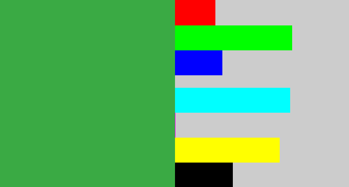 Hex color #3aaa44 - medium green