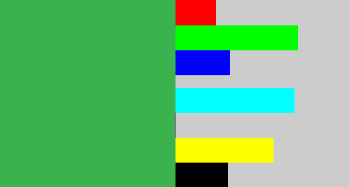 Hex color #3ab34f - medium green
