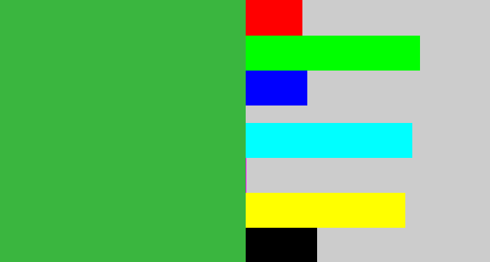 Hex color #3ab63f - medium green