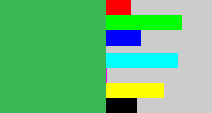 Hex color #3ab654 - medium green