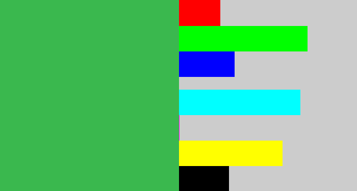 Hex color #3ab84e - medium green