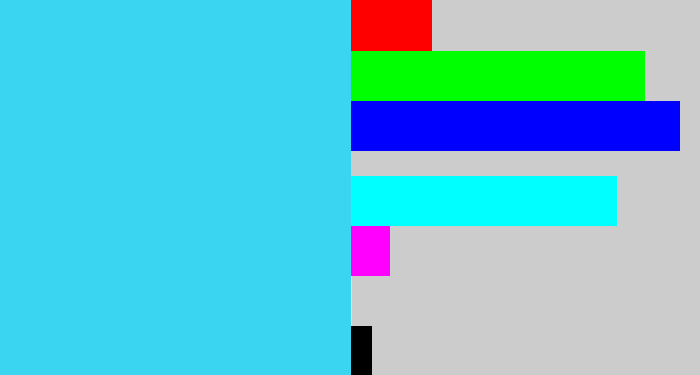 Hex color #3ad5f0 - bright light blue