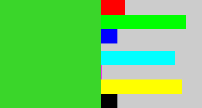 Hex color #3ad62a - vivid green