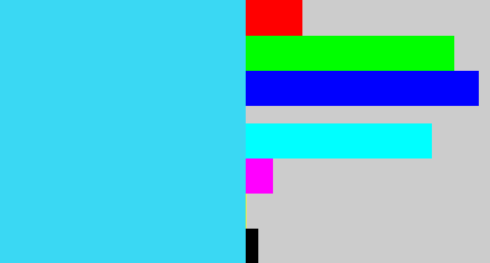 Hex color #3ad8f3 - bright light blue