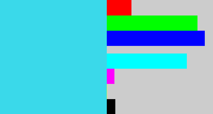 Hex color #3ad9ea - bright light blue