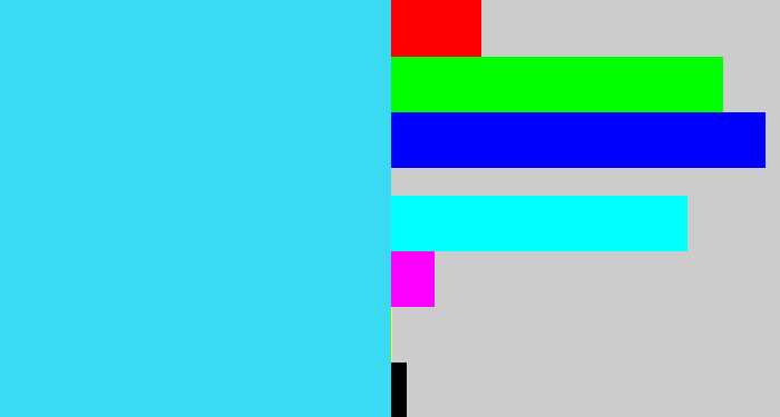 Hex color #3adaf4 - bright light blue