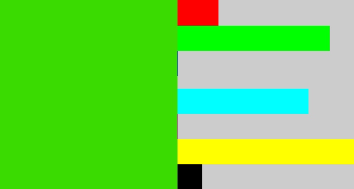 Hex color #3adb00 - vivid green