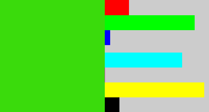 Hex color #3adb0c - vivid green