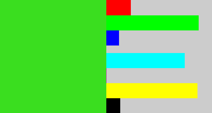Hex color #3ade1f - vivid green