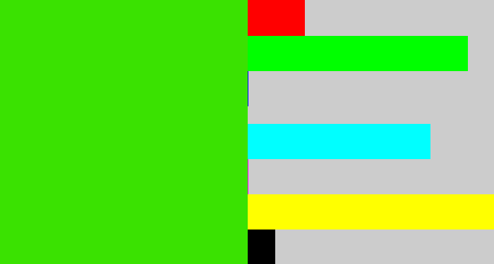Hex color #3ae201 - vivid green