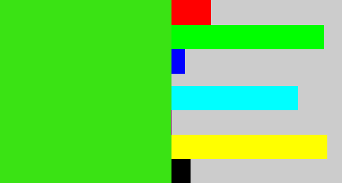 Hex color #3ae314 - vivid green