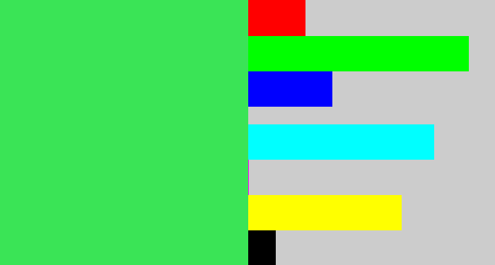Hex color #3ae456 - bright light green