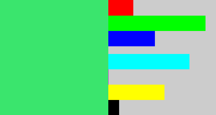 Hex color #3ae56d - weird green