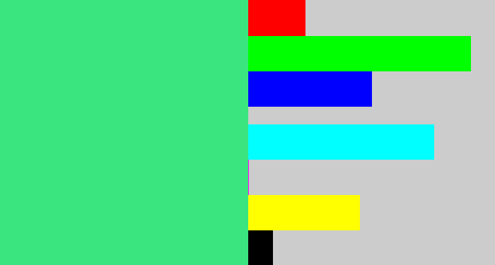 Hex color #3ae57f - weird green