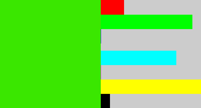 Hex color #3ae700 - vivid green