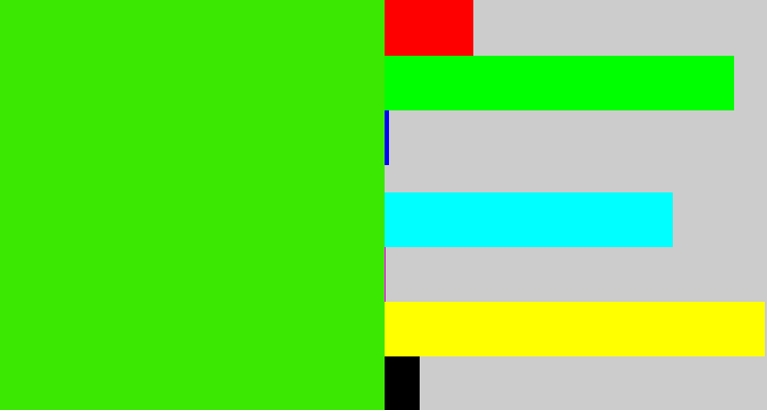 Hex color #3ae802 - vivid green