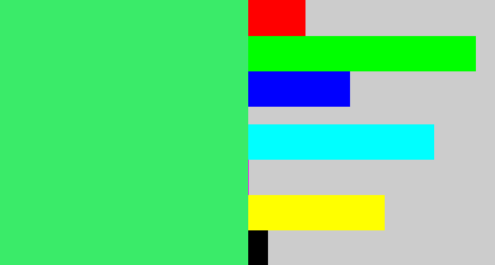 Hex color #3aeb69 - weird green