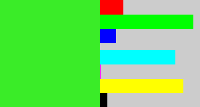 Hex color #3aec28 - radioactive green