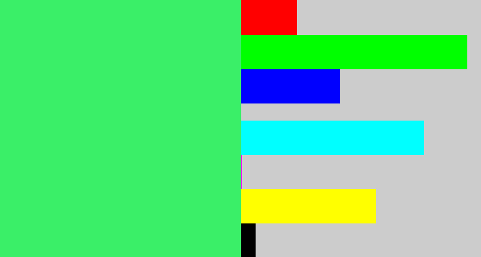 Hex color #3aef68 - weird green