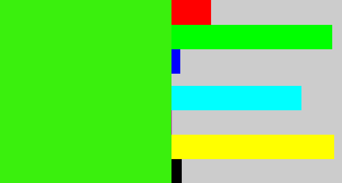Hex color #3af00d - vivid green