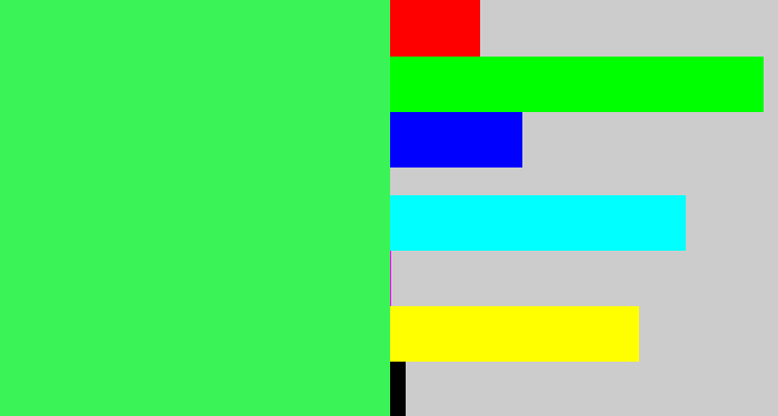 Hex color #3af457 - bright light green