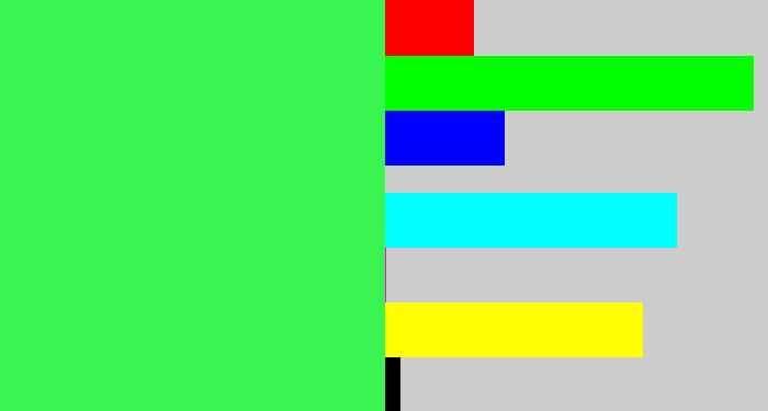 Hex color #3af550 - bright light green