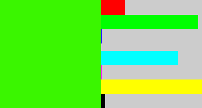 Hex color #3af600 - vivid green