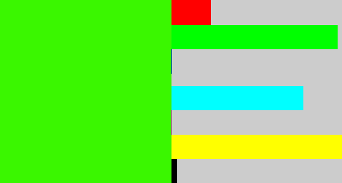 Hex color #3af700 - vivid green