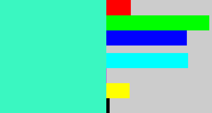 Hex color #3af7c1 - greenish cyan