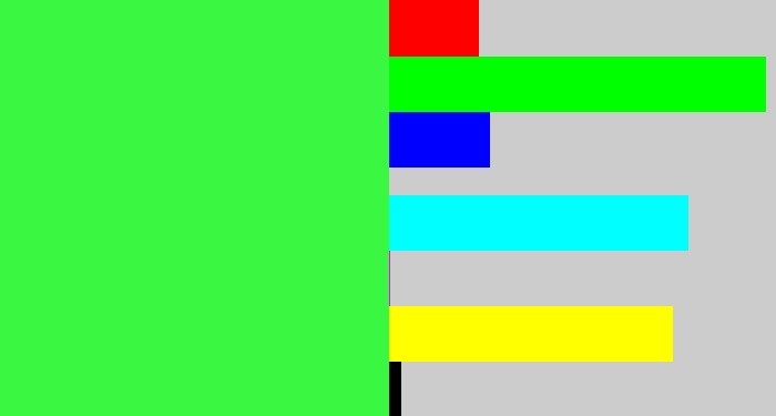 Hex color #3af842 - bright light green