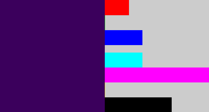 Hex color #3b005c - plum purple